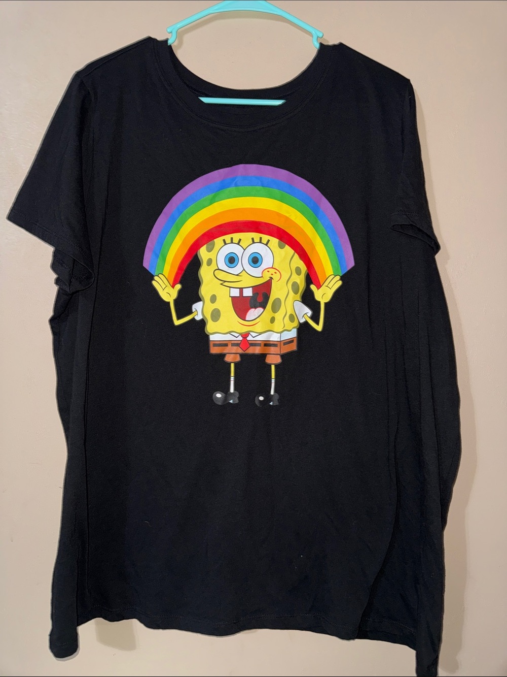 Nickelodeon Black SpongeBob Rainbow Graphic Tee